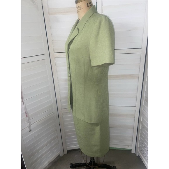 Vintage 80s/90s Dillard’s by Kasper Lime Green 2 Piece Skirt Suit Lined Size 10 - Picture 6 of 9